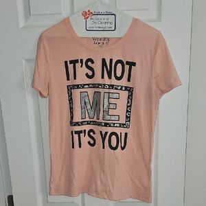 NWOT Wound Up Peach Tee with Black Text Size L